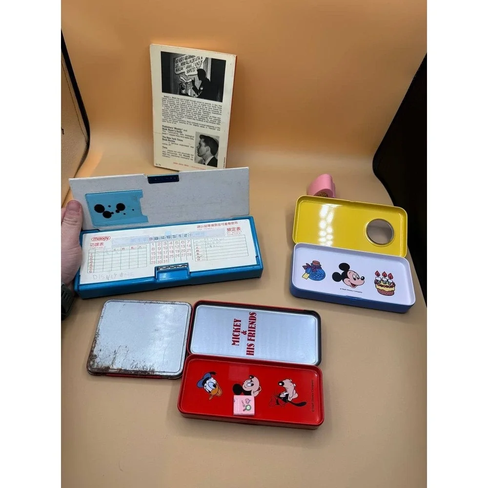 Vintage The Gospel According To Peanuts 1965 & Lot Of 5 Mickey Mouse Pencil Case